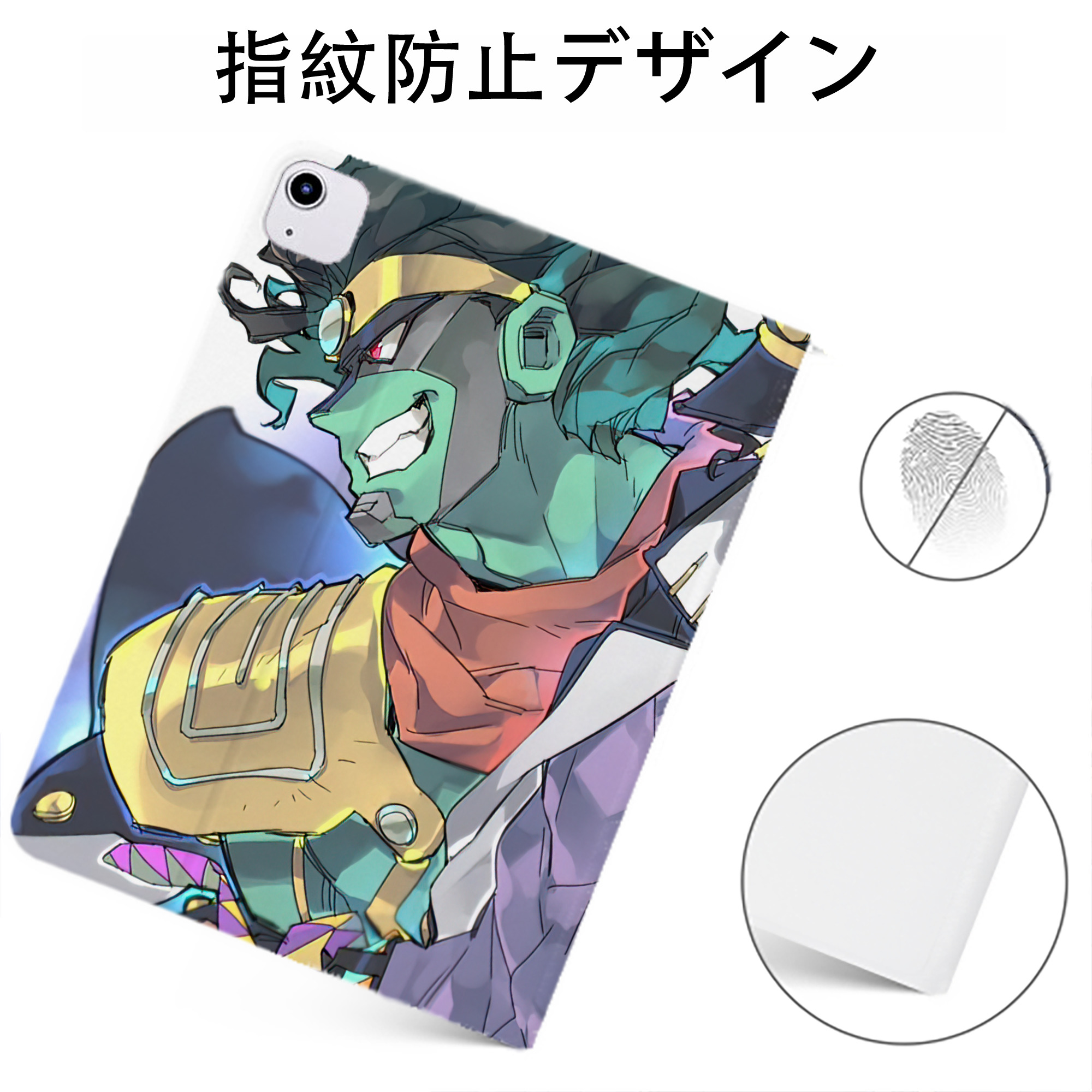 （画像用） ジョジョの奇妙な冒険 JoJo's Bizarre Adventure IPadケース ペンホルダー付き ブックスタイルデザイン